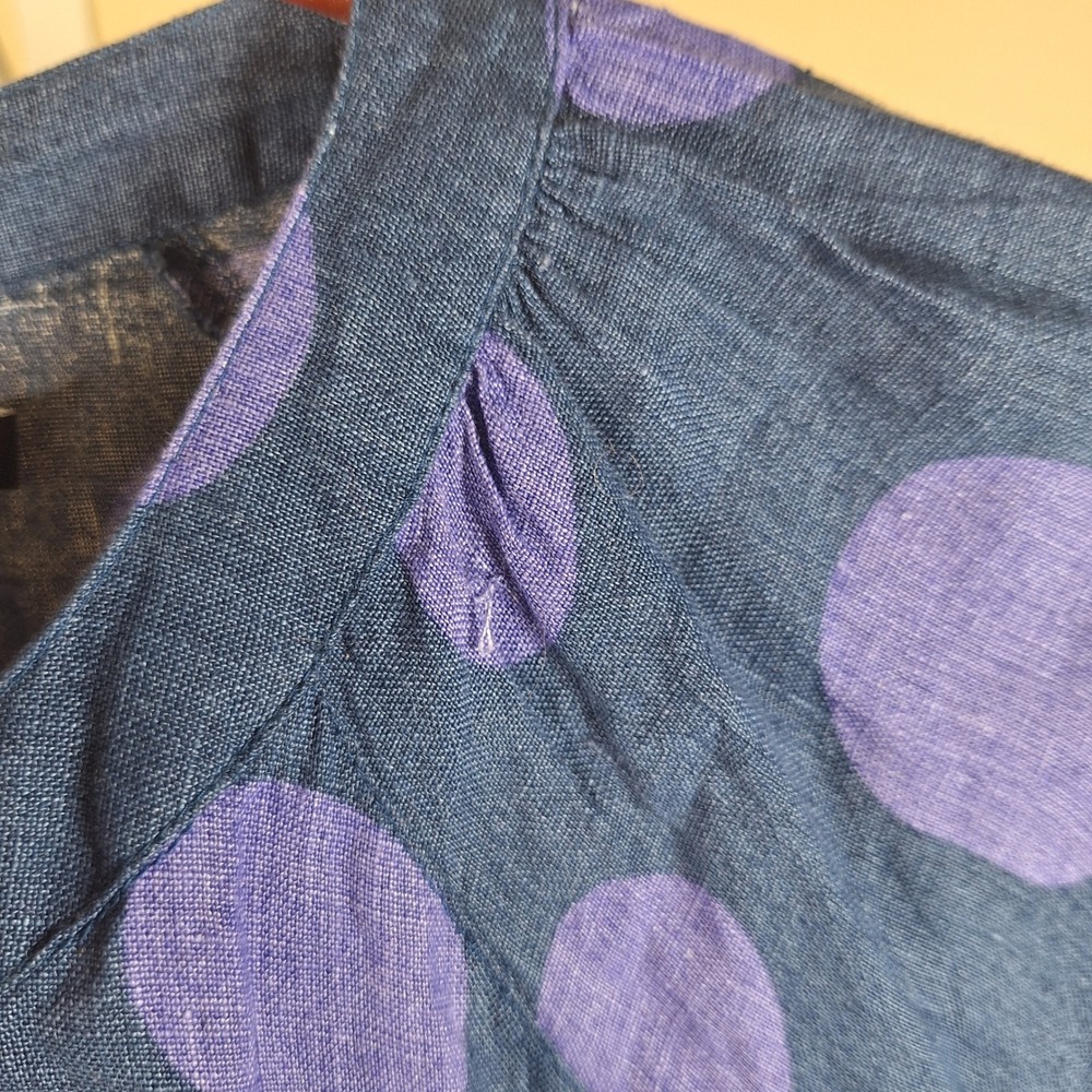 Gudrun Sjoden Polka Dot Cotton Tunic Euro Boho Lagenlook Folk Top Medium - Picture 4 of 8